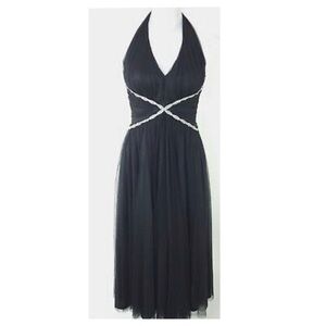 Betsy & Adam Black Formal Halter Dress